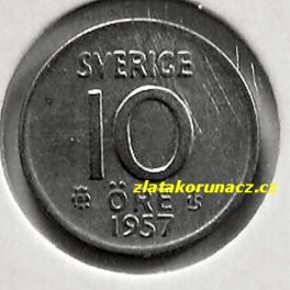 Švédsko - 10 öre 1957 TS