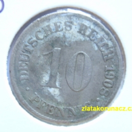 Německo - 10 Reich Pfennig 1908 D