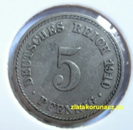 Německo - 5 Reich Pfennig 1910 A