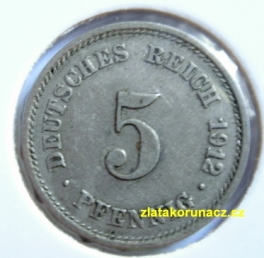 Německo - 5 Reich Pfennig 1912 G