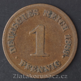 Německo - 1 Reich Pfennig 1889 D