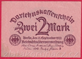 Německo - 2 Marka 15.9.1922