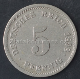 Německo - 5 Reich Pfennig 1898 D