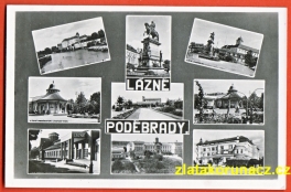 Poděbrady - Lázně, pomník, kolonáda, zámek