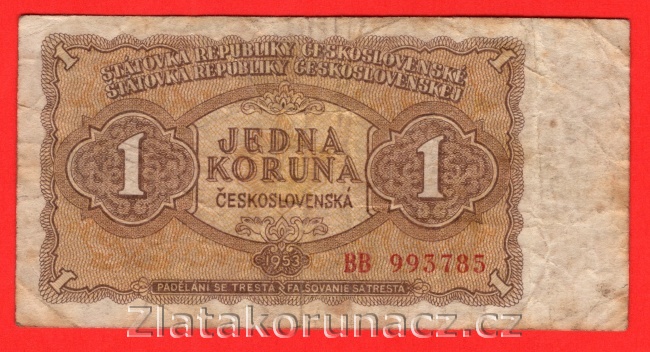 1 Kčs 1953 BB-ruský číslovač