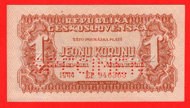 1 koruna 1944 EP - specimen