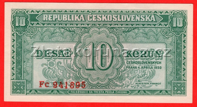 10 Kčs - 1950   Fc