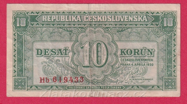 10 Kčs 1950 Hb