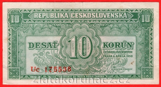 10 Kčs 1950 Uc