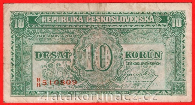 10 Kčs b.l. 1945 RR