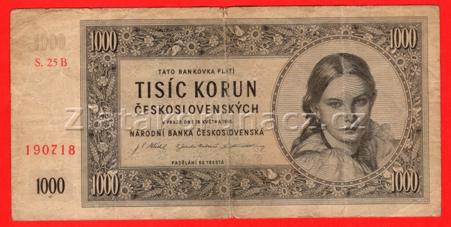 1000 Kčs 1945 25 B