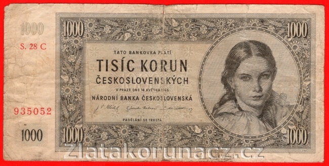 1000 Kčs 1945  28 C