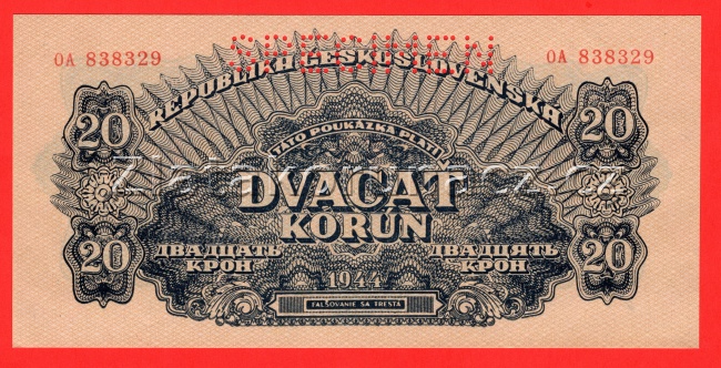 20 korun 1944 OA Specimen