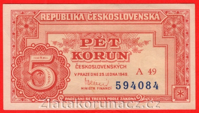 5 Kčs 1949 A 49