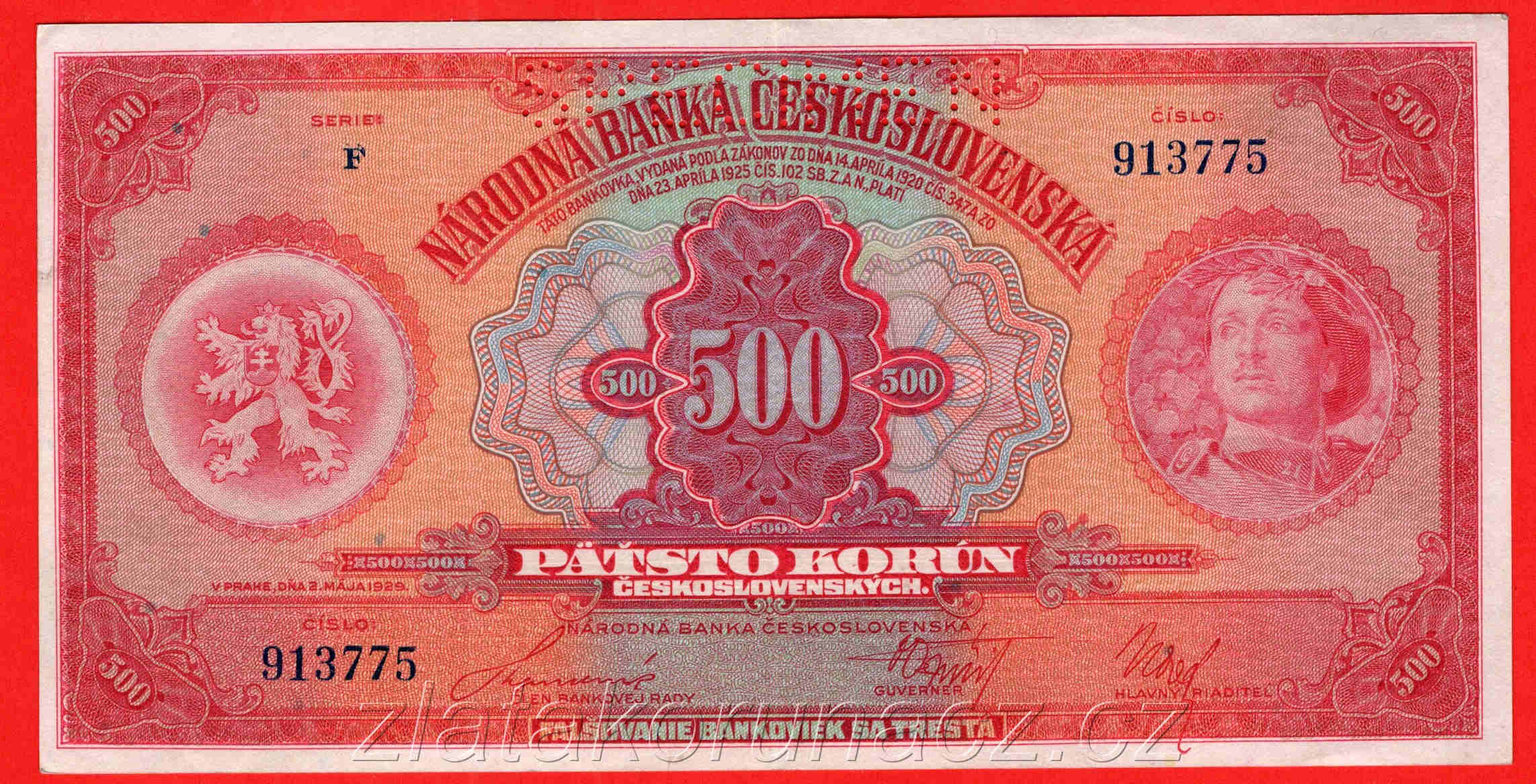 500 Korun 1929 F