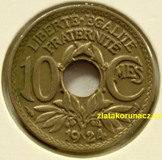 Francie - 10 centimes 1924 mušle