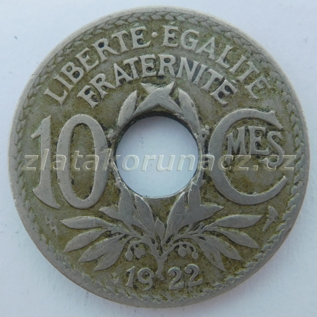 Francie - 10 centimes 1922 vlnky