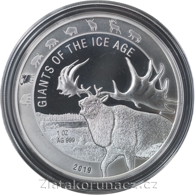 Ghana - 5 cedis 2019 - 1 oz Giants of the Ice Age 2. Jelen Obrovský