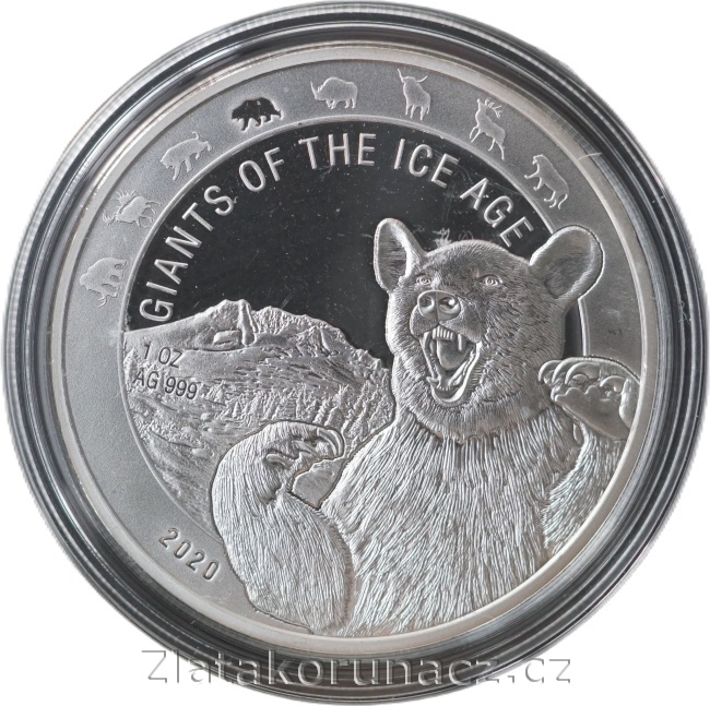 Ghana - 5 cedis 2020 - 1 oz Giants of the Ice Age 4. Medvěd Jeskynní