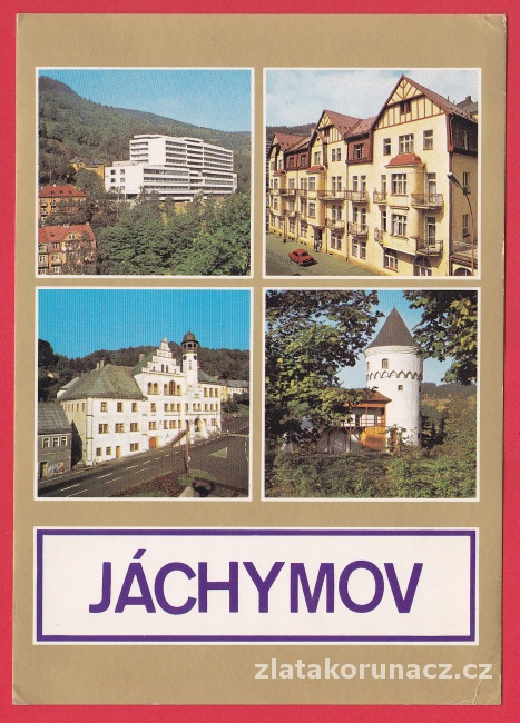 Jáchymov - léč. ústav, lázeňský dům, radnice, Šlikova věž