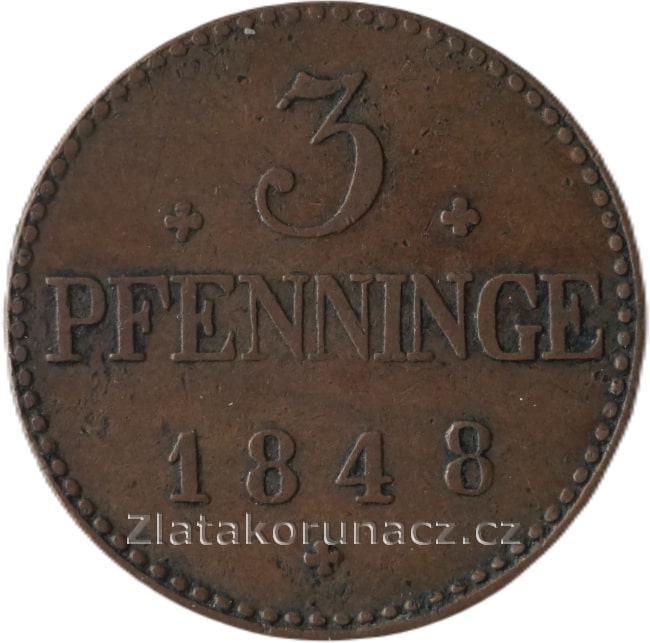 Mecklenburg - Schwerin - 3 pfenninge 1848