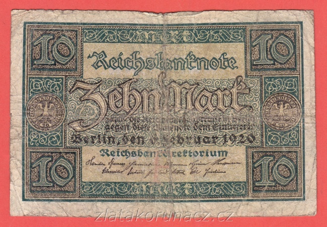 Německo - 10 mark 6.2.1920 F-R