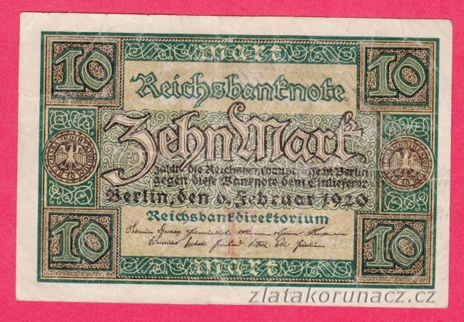 Německo - 10 mark 6.2.1920 F-T