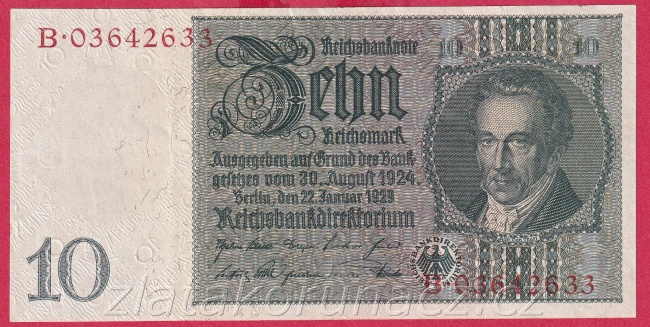 Německo - 10 Reichsmark 22.1.1929 - série B-B