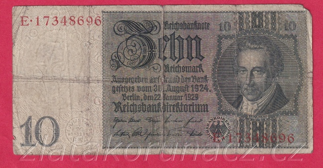 Německo - 10 Reichsmark 22.1.1929 - série D-E 