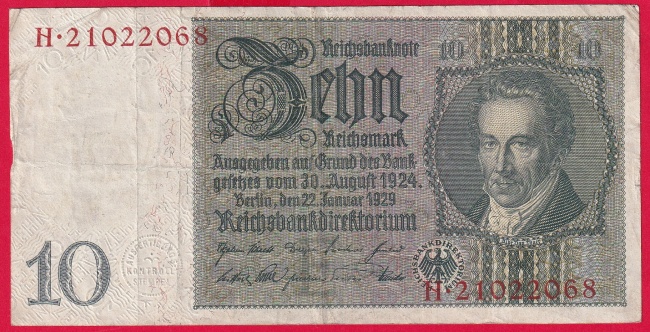 Německo - 10 Reichsmark 22.1.1929 - série H-E