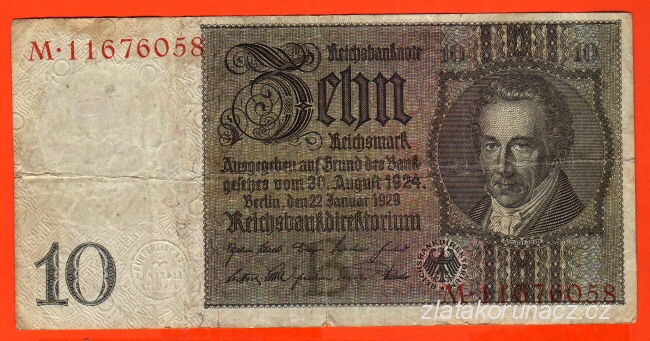 Německo - 10 Reichsmark 22.1.1929 - série M-B