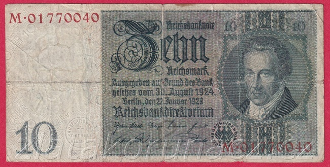 Německo - 10 Reichsmark 22.1.1929 - série M-P 