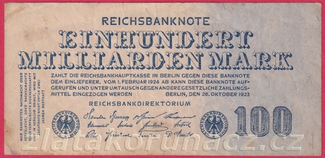 Německo - 100 Milliarden mark 26.10.1923 