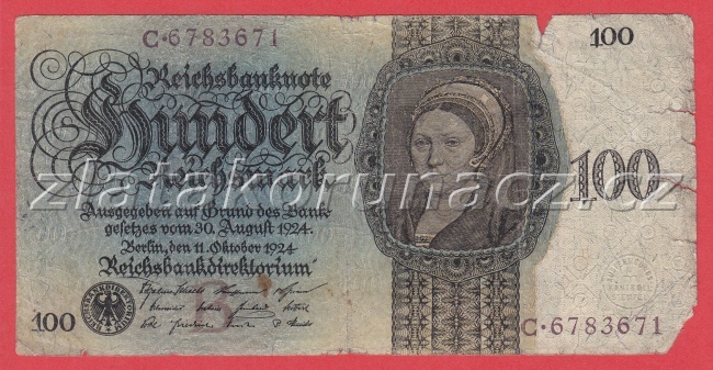 Německo - 100 Reichsmark 11.10.1924 - série C - B