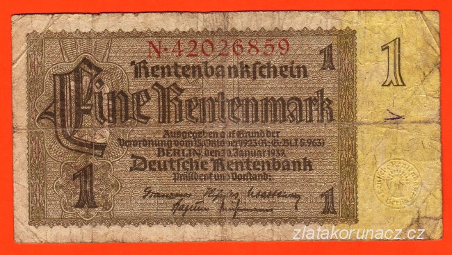  Německo - 1 Rentenmark 30.1.1937 - série N