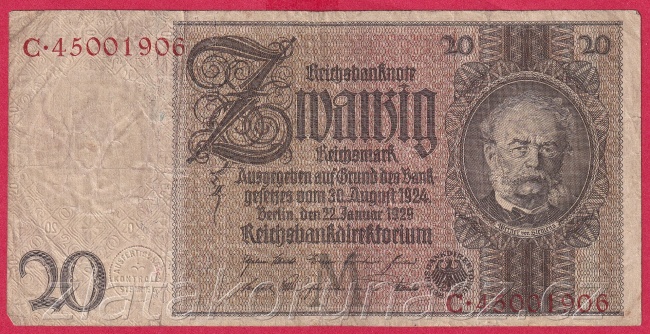 Německo - 20 Reichsmark 22.1.1929 - série C-M