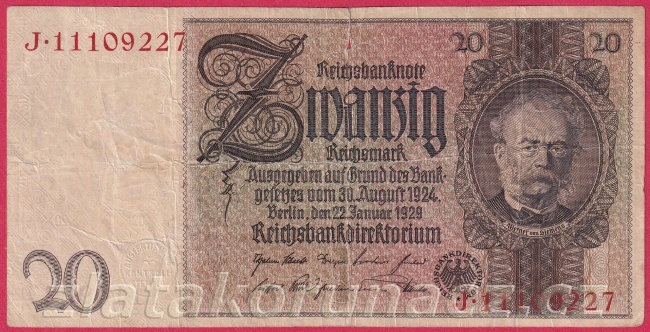 Německo - 20 Reichsmark 22.1.1929 - série J-I