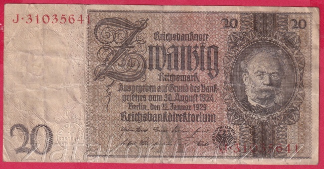 Německo - 20 Reichsmark 22.1.1929 - série J-M - 8 m.č.