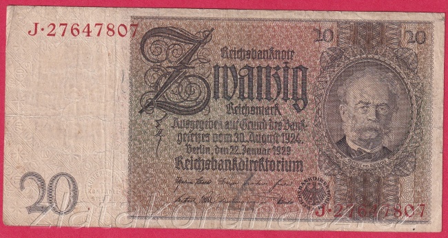 Německo - 20 Reichsmark 22.1.1929 - série J-Z