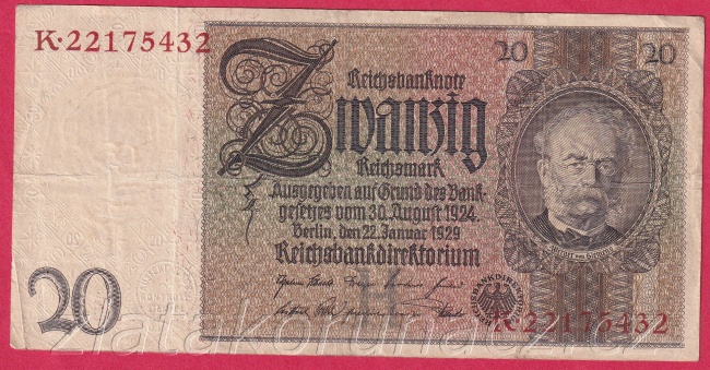 Německo - 20 Reichsmark 22.1.1929 - série K-H