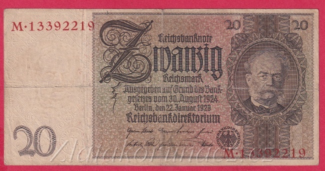 Německo - 20 Reichsmark 22.1.1929 - série M-K