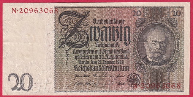 Německo - 20 Reichsmark 22.1.1929 - série N-Z 