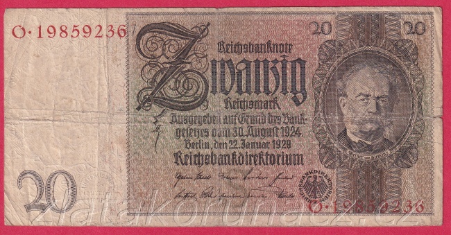 Německo - 20 Reichsmark 22.1.1929 - série O-S - 8 m.č.