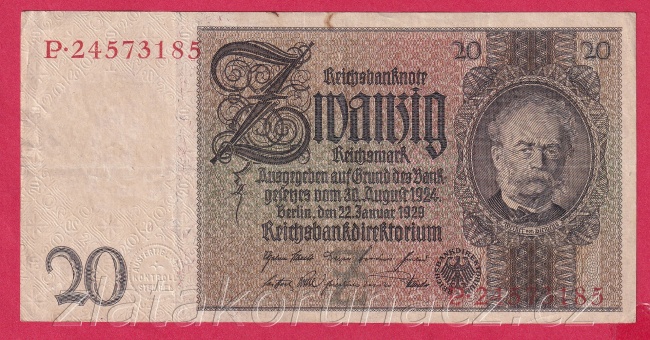 Německo - 20 Reichsmark 22.1.1929 - série P-Z - 8 m.č.