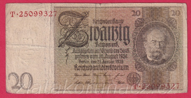 Německo - 20 Reichsmark 22.1.1929 - série T-D