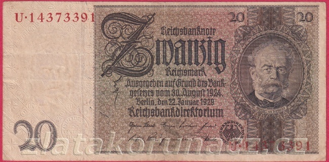 Německo - 20 Reichsmark 22.1.1929 - série U-S