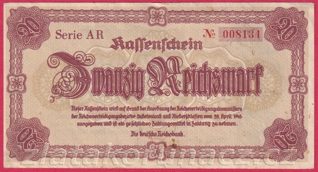 Německo - 20 Reichsmark 28.4.1945, s. AR