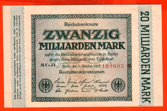 Německo - 20 Milliarden mark 1.10.1923 - série MV-34