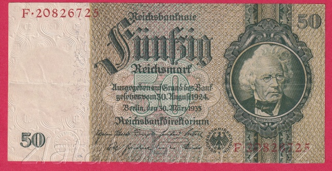 Německo - 50 Reichsmark 30.3.1933 - série F - L  - 8  m.č.