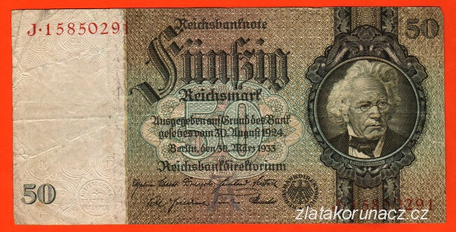 Německo - 50 Reichsmark 30.3.1933 - série J-A,8 m.č.